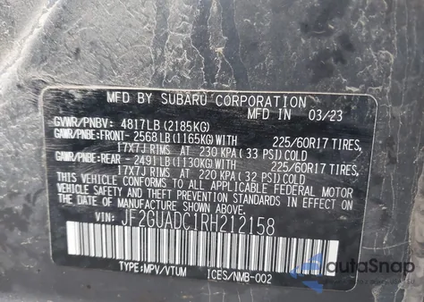 2024 Subaru Crosstrek Premium from USA, damaged, VIN JF2GUADC1RH212158